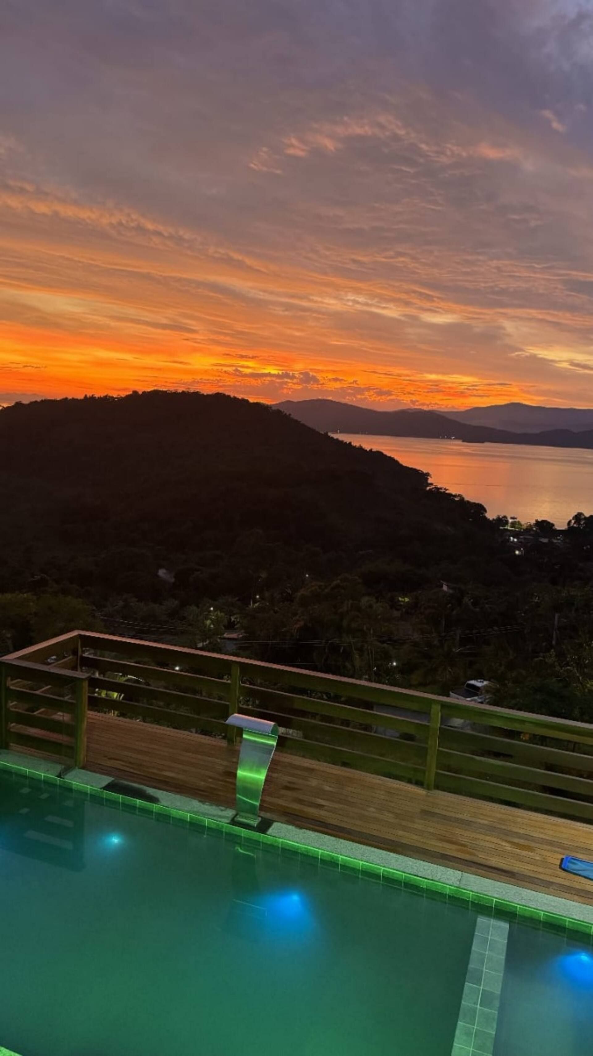The bay at dusk from the deck