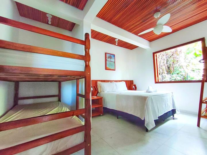 The suite's bunk and forest light